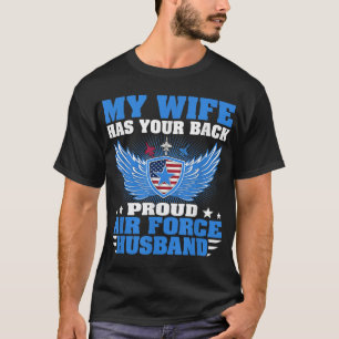 Mannen mijn vrouw heeft je rug trotse luchtmacht m t-shirt