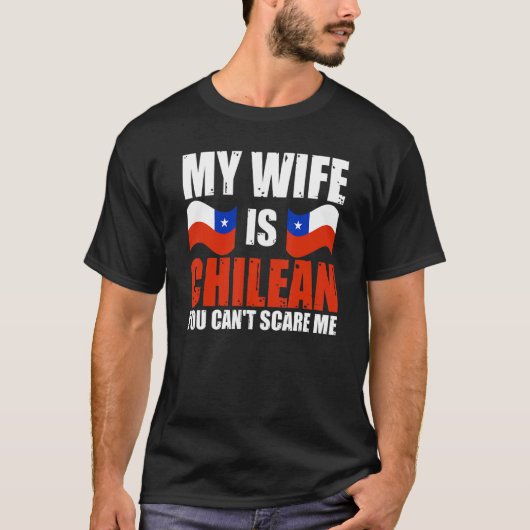 Mannen mijn vrouw is Chileens je kan me Chili niet T-shirt (Voorkant)
