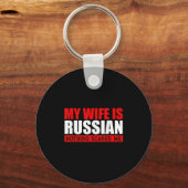 Mannen mijn vrouw is Russisch niets beangstigt me! Sleutelhanger (Voorkant)