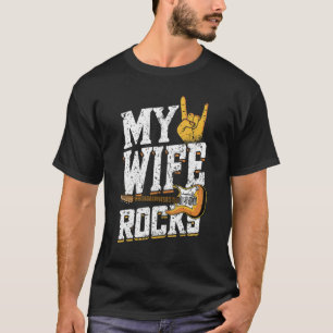 Mannen Mijn vrouw Rocks Electronic Rock Guitar T-shirt
