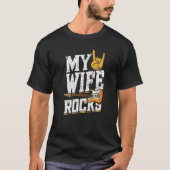 Mannen Mijn vrouw Rocks Electronic Rock Guitar T-shirt (Voorkant)