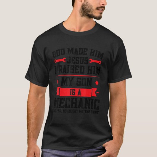 Mannen mijn zoon is een mechanisch mechanisch vade t-shirt (Voorkant)