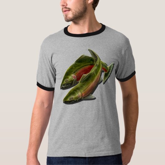 Mannen milieu T-shirt Custom Text Fish Shirt (Voorkant)