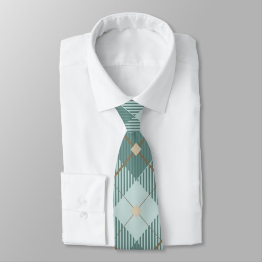 Mannen Mint Green Diamond Pattern Stropdas (Gebonden)