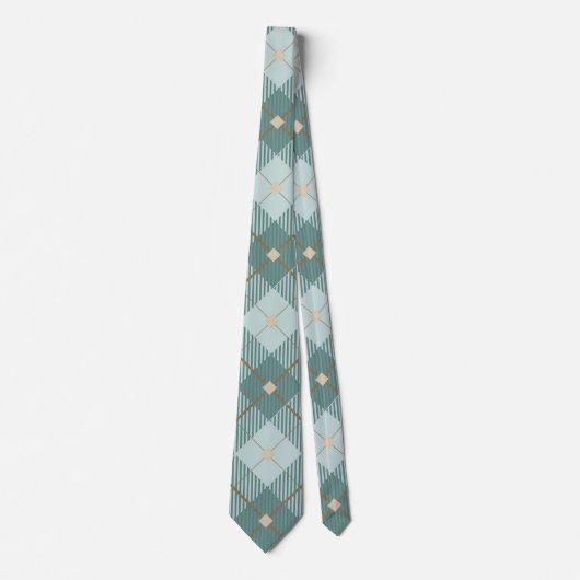 Mannen Mint Green Diamond Pattern Stropdas (Voorkant)