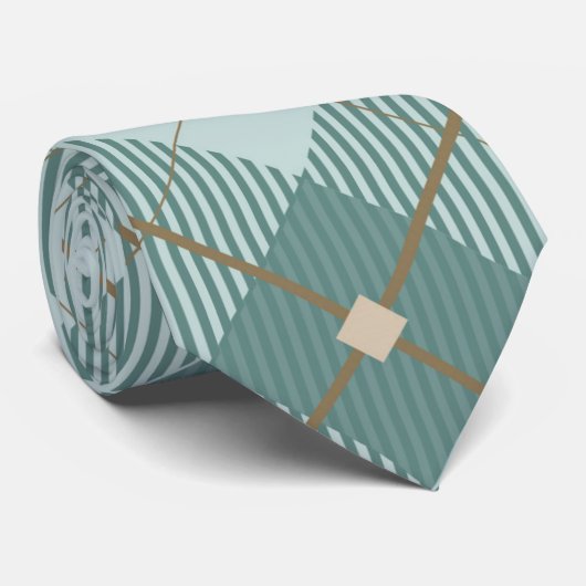 Mannen Mint Green Diamond Pattern Stropdas (Opgerold)