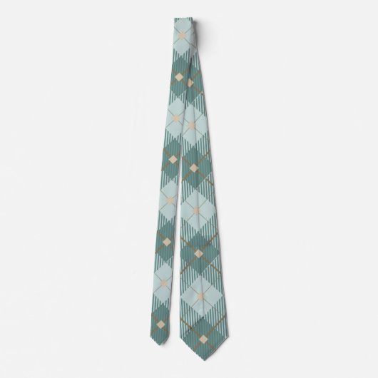 Mannen Mint Green Diamond Pattern Stropdas (Achterkant)
