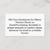 Mannen Mode Store Gift Kaart – Het perfecte cadeau Visitekaartje (Achterkant)