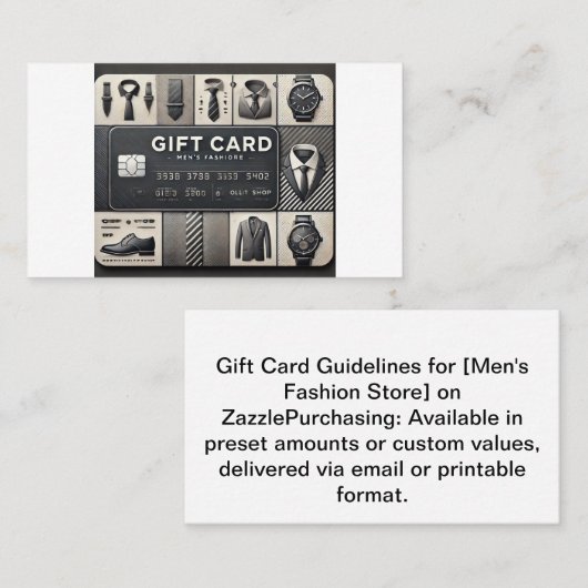 Mannen Mode Store Gift Kaart – Het perfecte cadeau Visitekaartje (Voorkant / Achterkant)