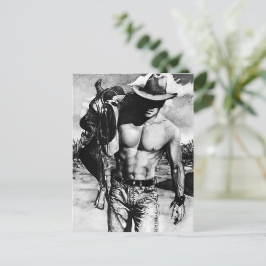 Mannen Modern Cool Westerne mannetjescowboy handge Briefkaart (Staand voorkant)