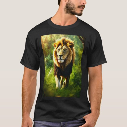 Mannen Modern Lion Face T-shirts: Trendy & stijlvo T-shirt (Voorkant)