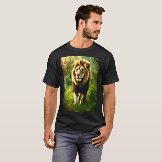 Mannen Modern Lion Face T-shirts: Trendy & stijlvo T-shirt (Voorkant volledig)