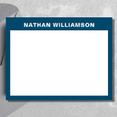 Mannen Modern Minimaal Blauw Wit Gepersonaliseerd Notitiekaartje