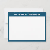 Mannen Modern Minimaal Blauw Wit Gepersonaliseerd Notitiekaartje (Voorkant)