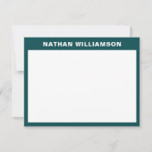 Mannen Modern Minimaal Donker Blauwgroen Blauw Gep Notitiekaartje (Voorkant)