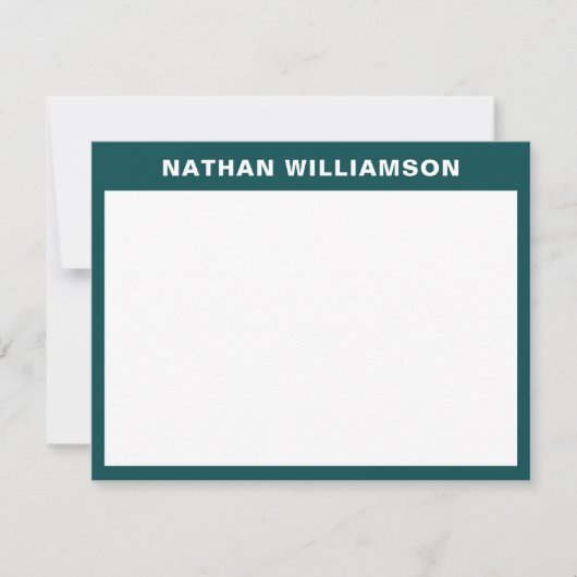Mannen Modern Minimaal Donker Blauwgroen Blauw Gep Notitiekaartje (Voorkant)
