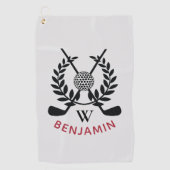 Mannen modern monogram golfhanddoek (Voorkant)