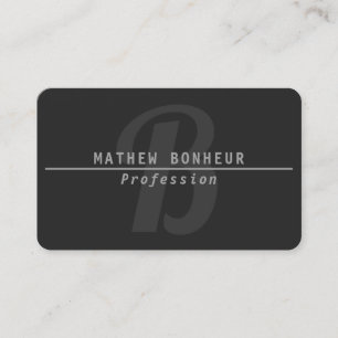 Mannen modern monogram, grijs visitekaartje