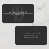 Mannen modern monogram, grijs visitekaartje (Voorkant / Achterkant)