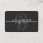 Mannen modern monogram, grijs visitekaartje (Voorkant)