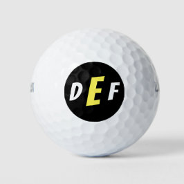 Mannen Modern Monogram Initialen Geel Golfballen