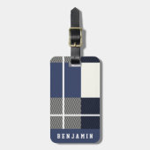 Mannen Modern Navy Bufallo Pattern Bagagelabel (Voorkant verticaal)