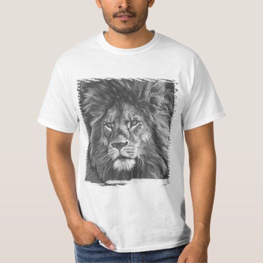 Mannen Modern T-Shirts Lion Face Elegant Sjabloon (Voorkant)