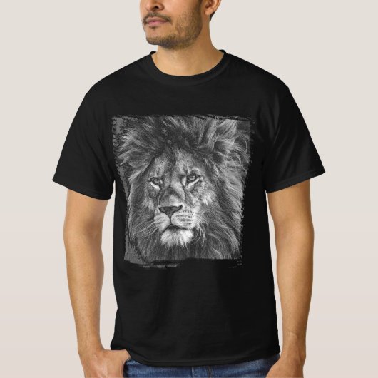 Mannen Modern T-Shirts Sjabloon Pop Art Lion Face (Voorkant)