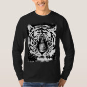 Mannen Modern Trendy Tiger Face Black met lange mo T-shirt (Voorkant)