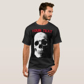 Mannen Modern Zwart Rood Halloween Skull Horror Te T-shirt (Voorkant volledig)