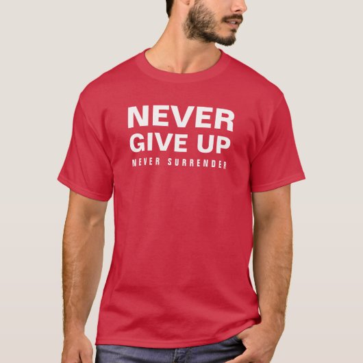Mannen moderne elegante kardinaal rood nooit opgev t-shirt (Voorkant)