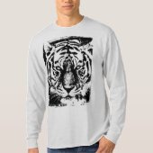 Mannen Moderne Sjabloon Lange Mouw Ash Grijze Tijg T-shirt (Voorkant)