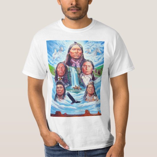 Mannen moderne Sjabloon schilderen Indianen T-shirt (Voorkant)