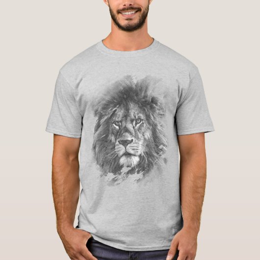 Mannen moderne T Shirt Sjabloon Lion Face Pop Art (Voorkant)