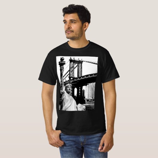 Mannen moderne T - shirts Vrijheidsbeeld Nyc New Y (Voorkant volledig)