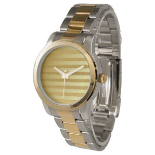 Mannen Monogram chique gestreepte gouden glitter Horloge