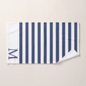 Mannen-monogram Initiaal Blauw-witte strepen Bad Handdoek (Handdoek)