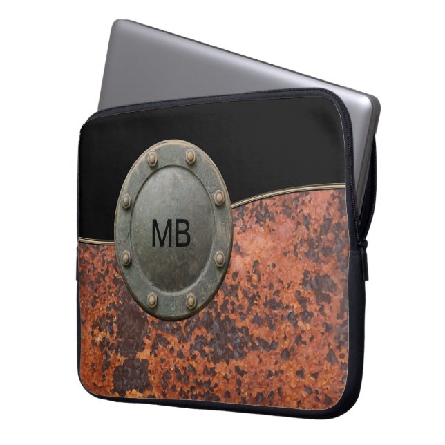 Mannen monogram laptophoes laptop sleeve (Voorkant Links)