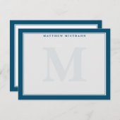 Mannen monogram marineblauw traditioneel briefpapi notitiekaartje (Voorkant / Achterkant)