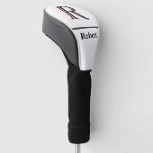 Mannen monogram met naam zwart Golf Golfheadcover (Schuin)