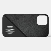 Mannen Monogram Modern Black Textielpatroon afdruk Case-Mate iPhone Case (Achterkant (horizontaal))