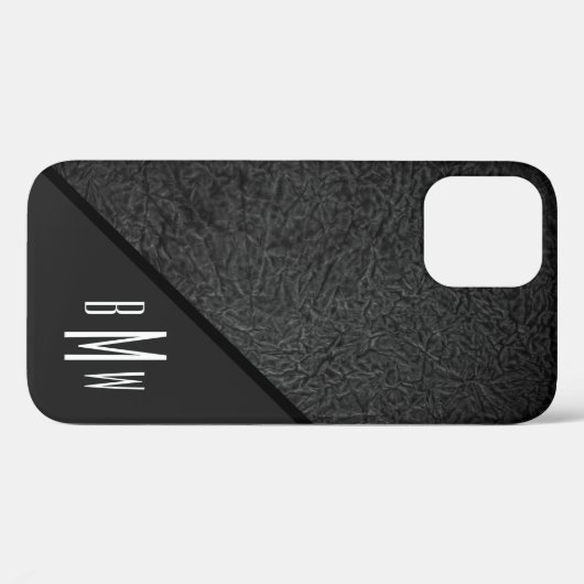 Mannen Monogram Modern Black Textielpatroon afdruk Case-Mate iPhone Case (Achterkant (horizontaal))