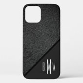 Mannen Monogram Modern Black Textielpatroon afdruk Case-Mate iPhone Case (Achterkant)