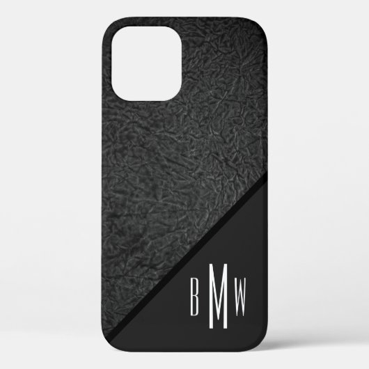 Mannen Monogram Modern Black Textielpatroon afdruk Case-Mate iPhone Case (Achterkant)