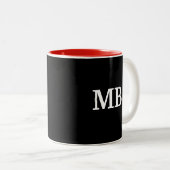 Mannen monogram modern design tweekleurige koffiemok (Voorkant rechts)