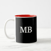 Mannen monogram modern design tweekleurige koffiemok (Links)