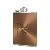 Mannen Monogram Modern minimalist Bronze Gold Meta Heupfles (Links)