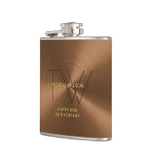 Mannen monogram Modern minimalistisch Bronze Jubil Heupfles (Links)