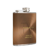 Mannen monogram Modern minimalistisch Bronze Jubil Heupfles (Rechts)