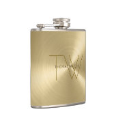 Mannen Monogram Modern minimalistisch metaalgoud Heupfles (Rechts)